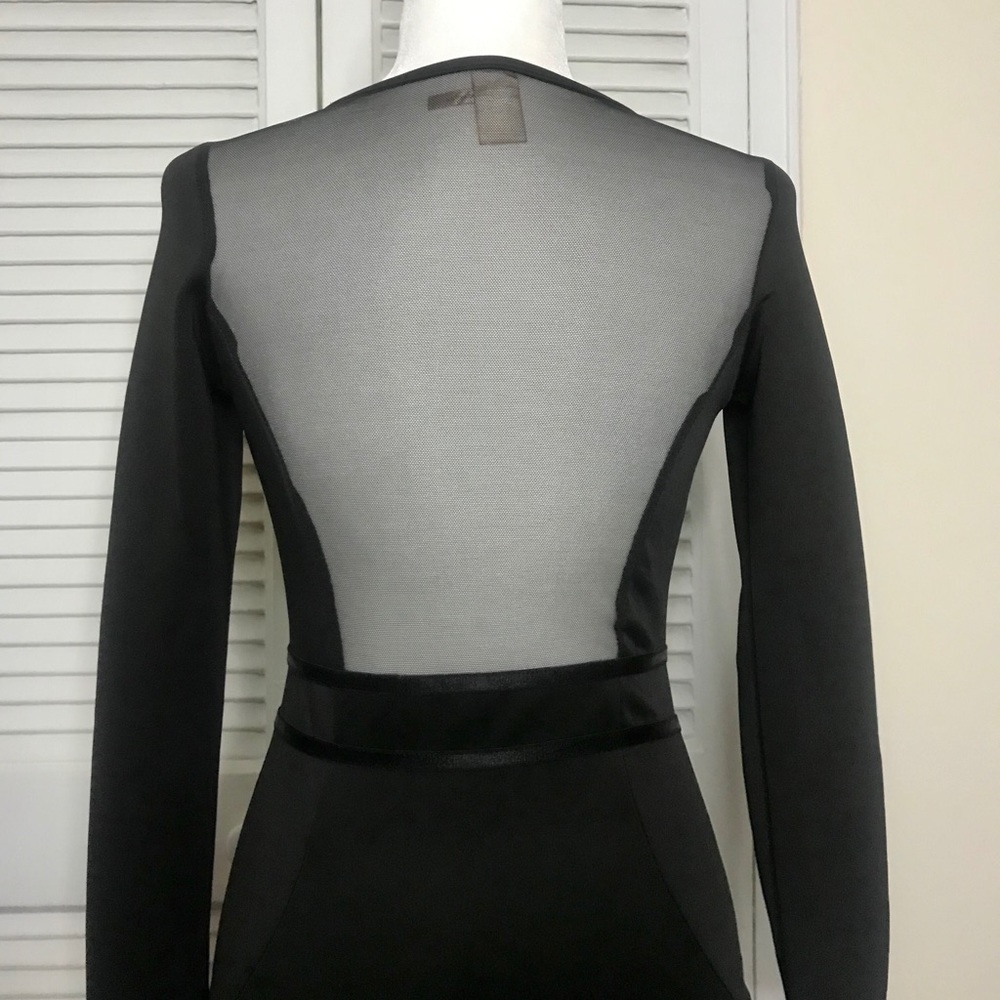 Black Long Sleeve Knee-Length Bodycon Dress - M - Picture 5 of 6